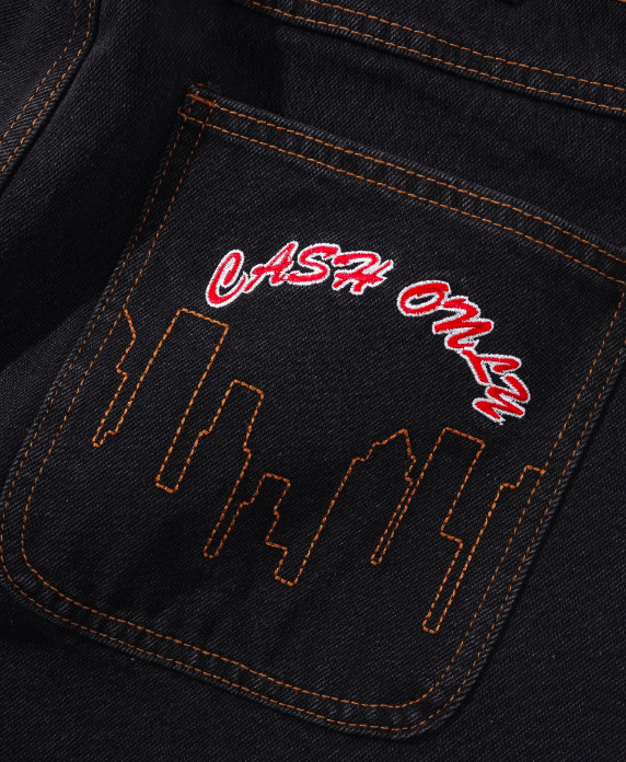 Cash Only Logo Baggy Jeans – Washed Black - Gallery Streetwear
