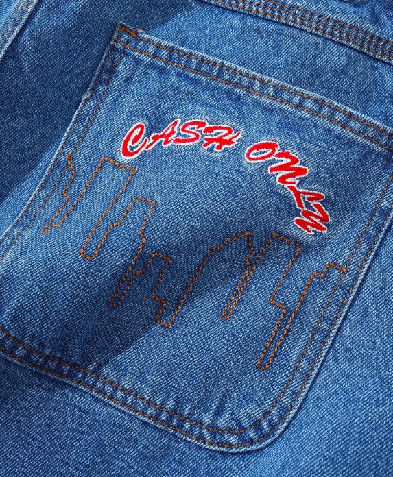 Cash Only Logo Baggy Jeans – Washed Indigo - Gallery Streetwear