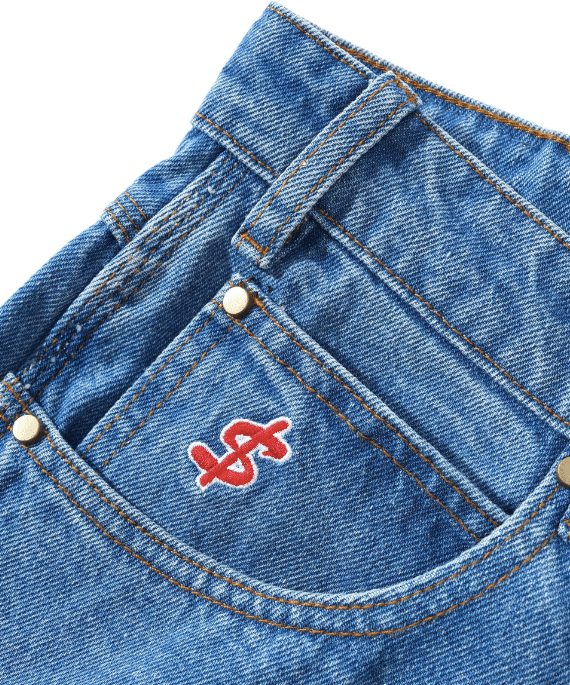 Cash Only Logo Baggy Jeans – Washed Indigo - Gallery Streetwear