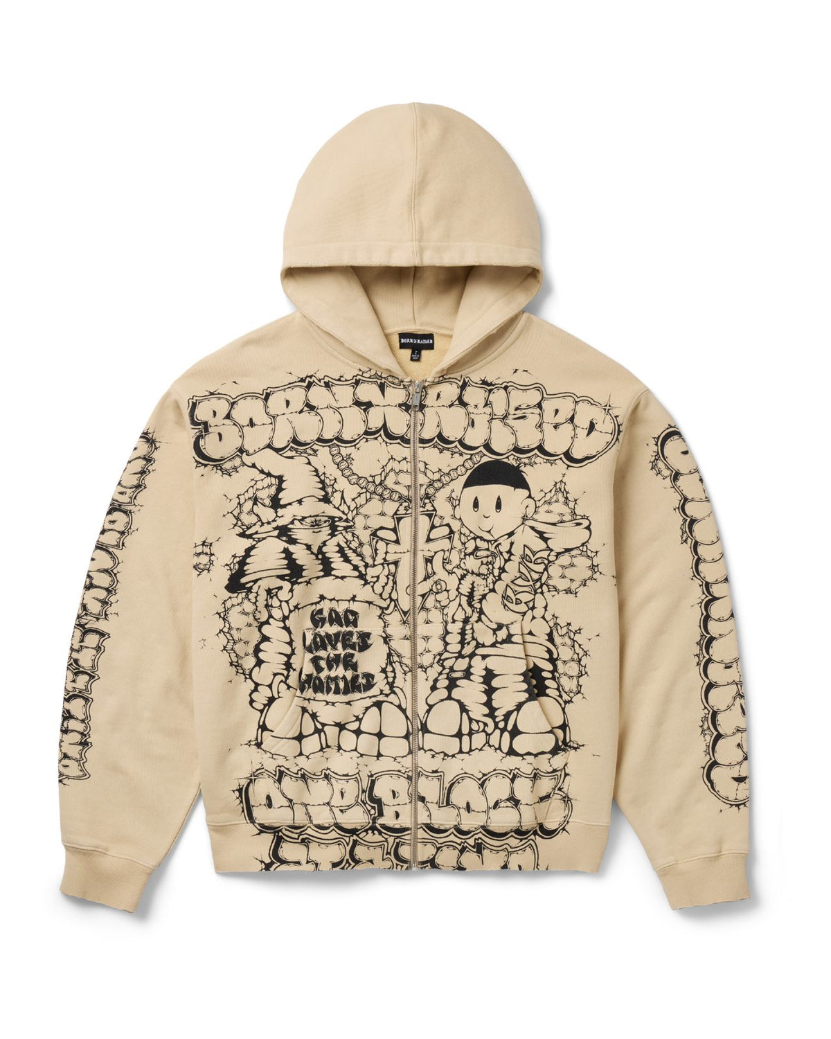 Born X Raised Coldgame Zip-Up Hoodie – Vintage White