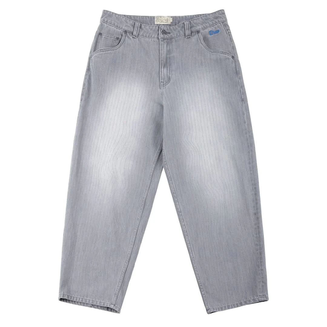 Dime MTL Baggy Denim Pants – Sandblasted Grey (Striped) - Gallery Streetwear