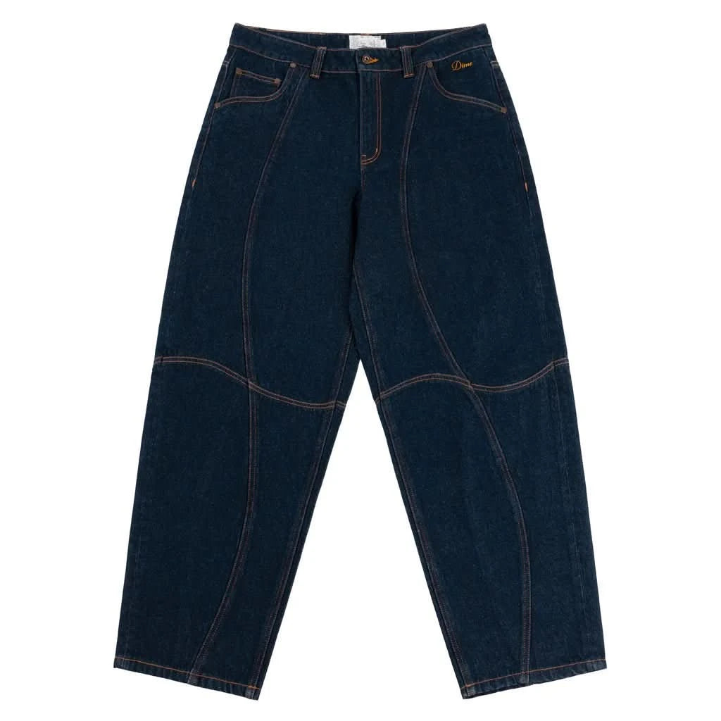 Dime MTL Classic Baggy Denim Pants – Paneled Indigo Skate Jeans - Gallery Streetwear