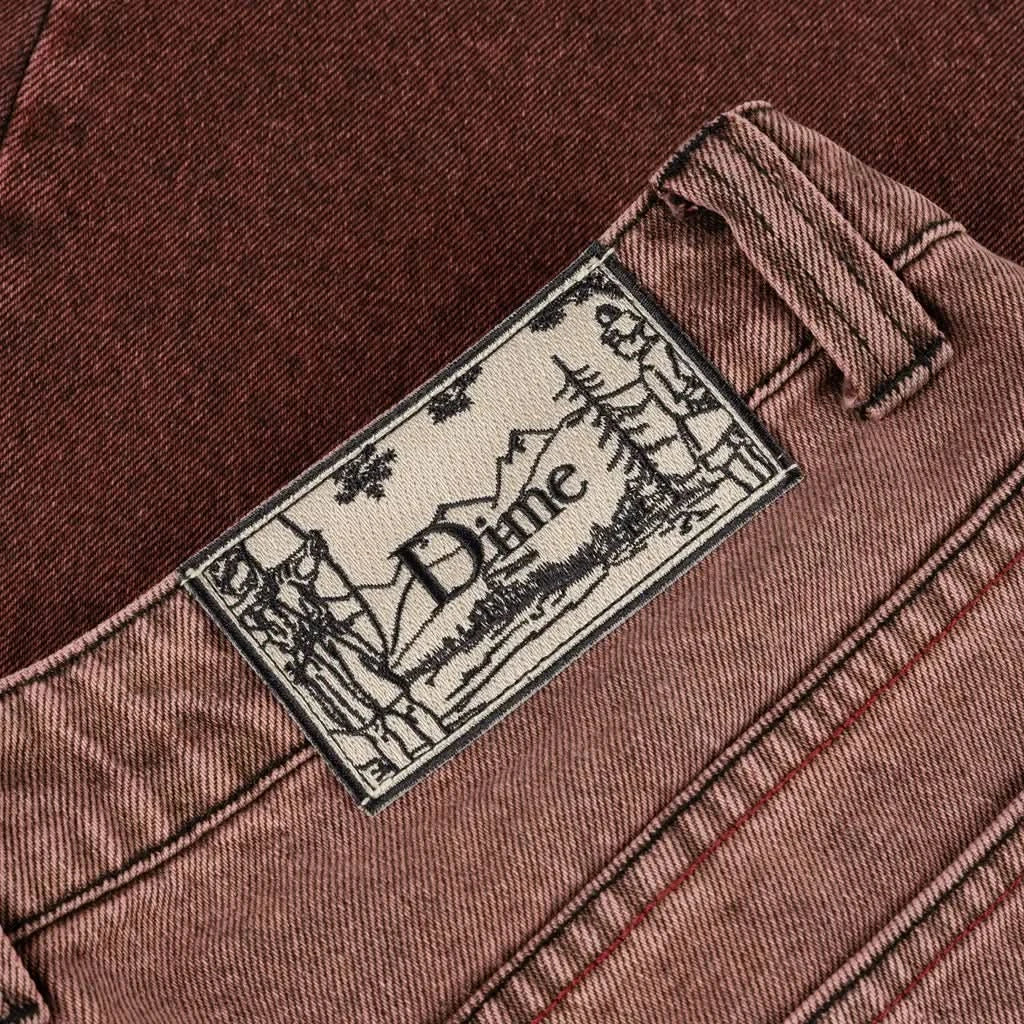 Dime MTL Classic Relaxed Denim Jean – Dipped Sandblasted Burgundy - Gallery Streetwear