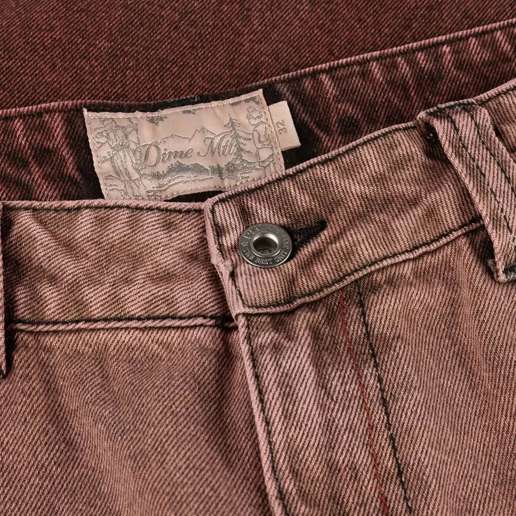Dime MTL Classic Relaxed Denim Jean – Dipped Sandblasted Burgundy - Gallery Streetwear