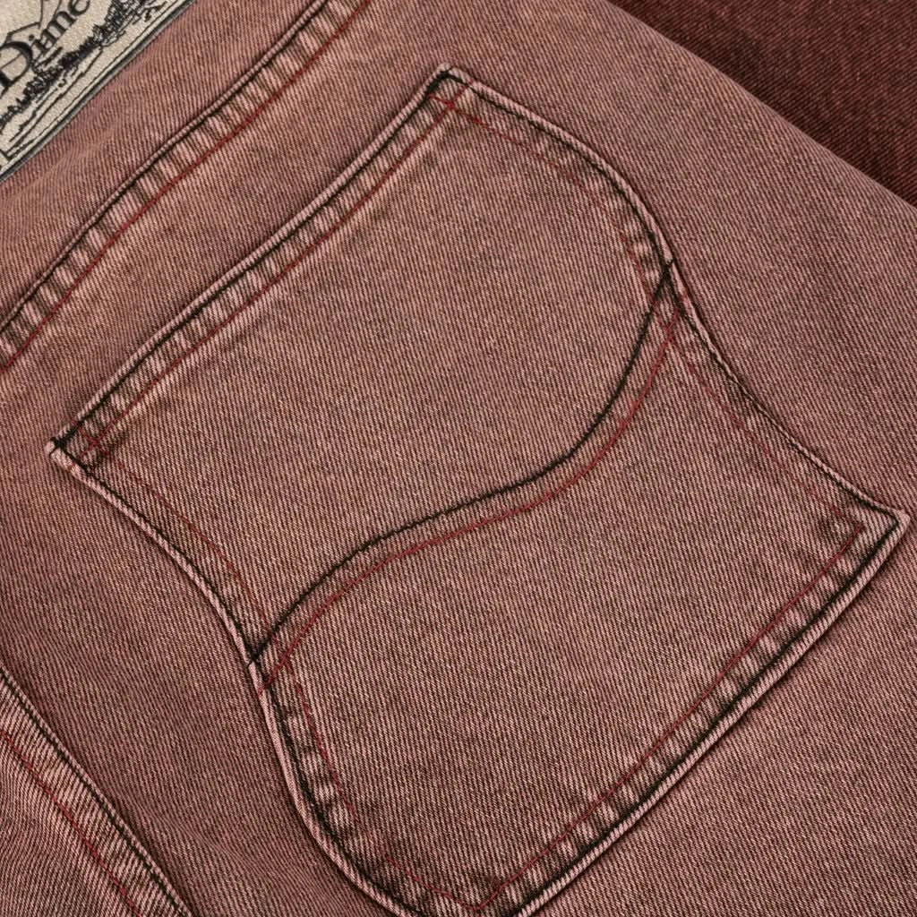 Dime MTL Classic Relaxed Denim Jean – Dipped Sandblasted Burgundy - Gallery Streetwear