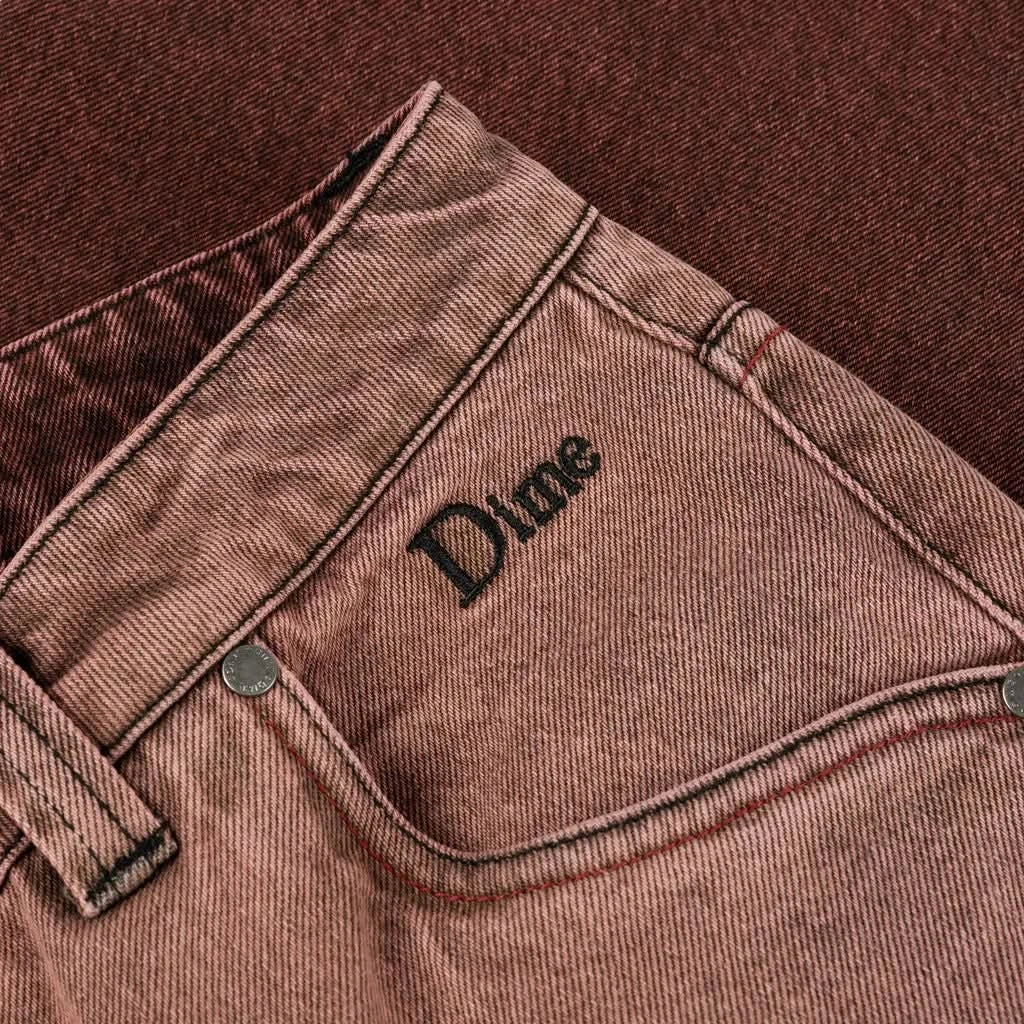 Dime MTL Classic Relaxed Denim Jean – Dipped Sandblasted Burgundy - Gallery Streetwear