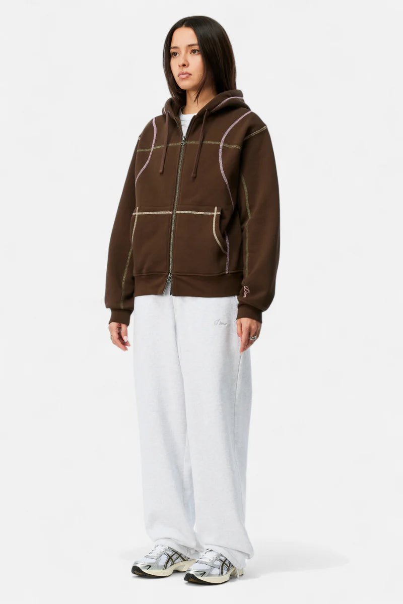 Dime MTL Court Zip Hoodie – Brown Multi - Gallery Streetwear