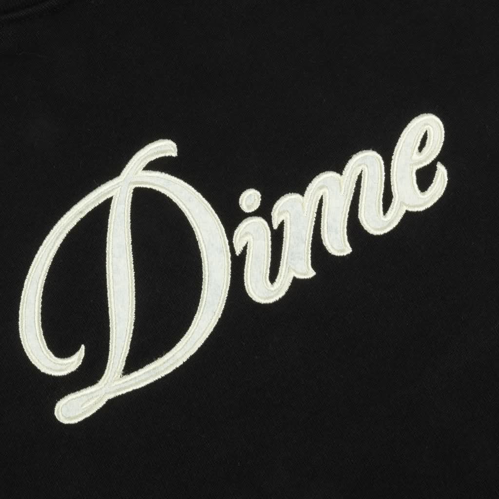Dime MTL Cursive Hoodie – Black Heavyweight Cotton Skate Hoodie - Gallery Streetwear