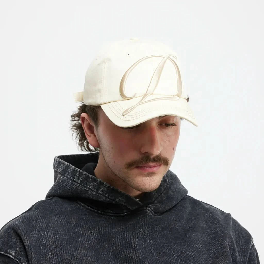 Dime MTL Cursive Low Pro Cap – Cream Strapback Skate Hat - Gallery Streetwear