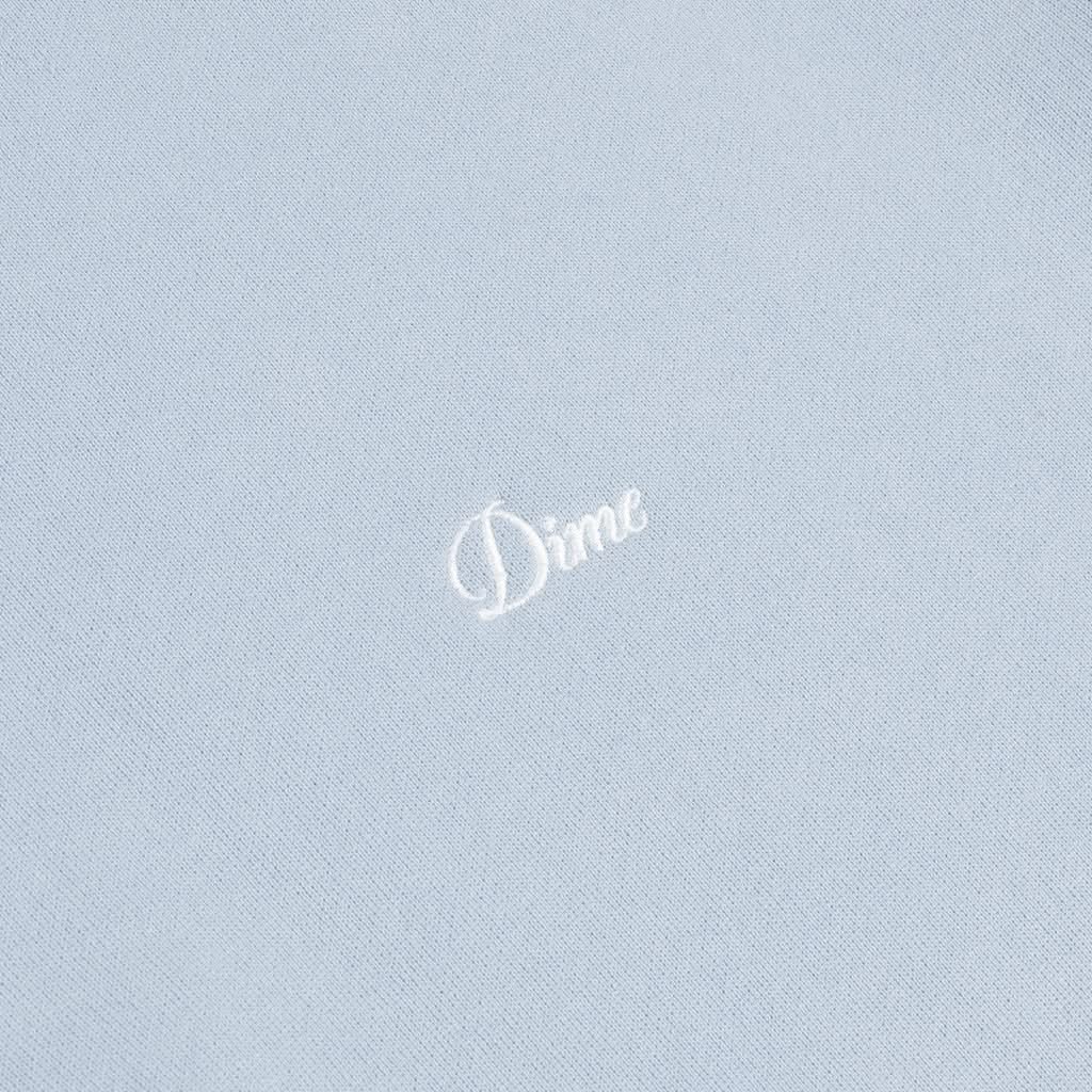 Dime MTL Cursive Small Logo Crewneck – Blue Fog Heavyweight Skate Sweatshirt - Gallery Streetwear