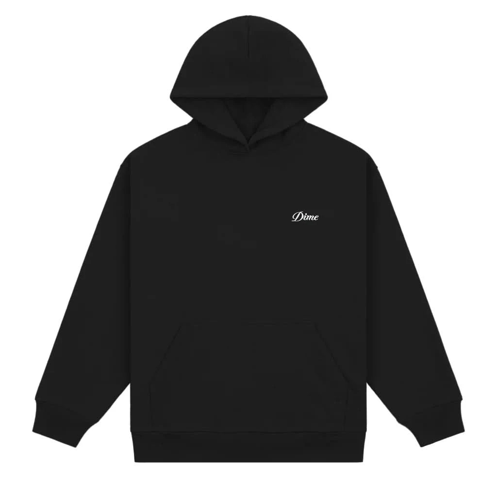 Dime MTL Cursive Small Logo Hoodie – Black Heavyweight Classics Sweatshirt - Gallery Streetwear