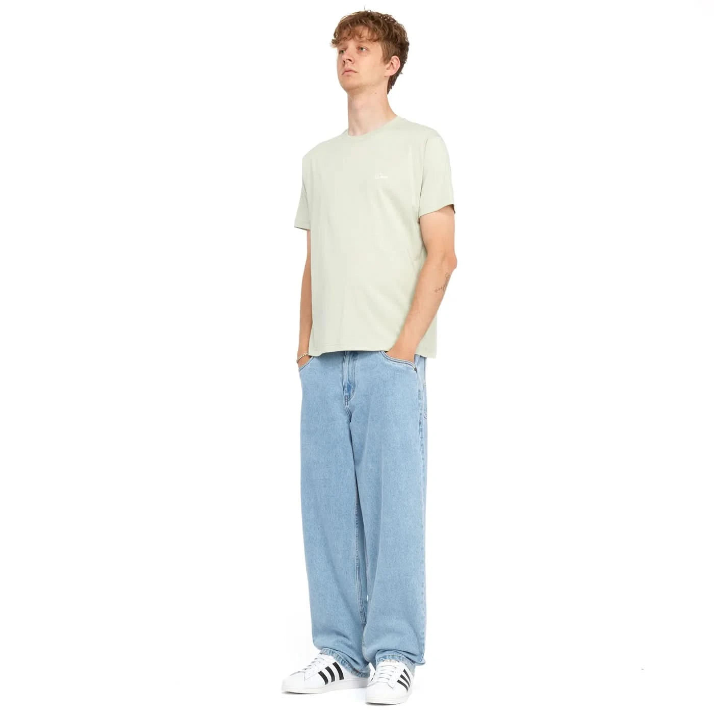 Dime MTL Cursive Small Logo Tee Charcoal Moss - Gallery Streetwear