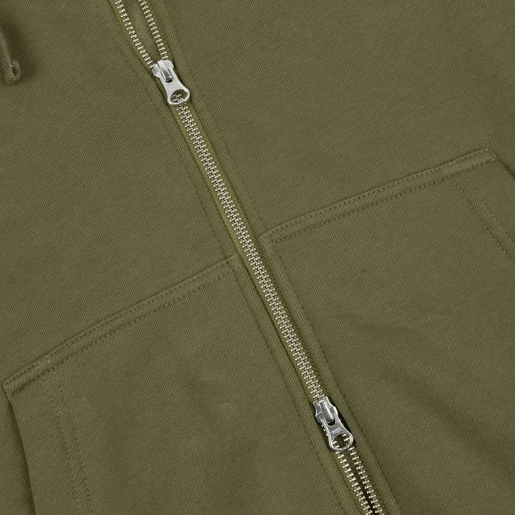 Dime MTL Cursive Zip – Dark Olive Midweight Fleece Full - Zip - Gallery Streetwear