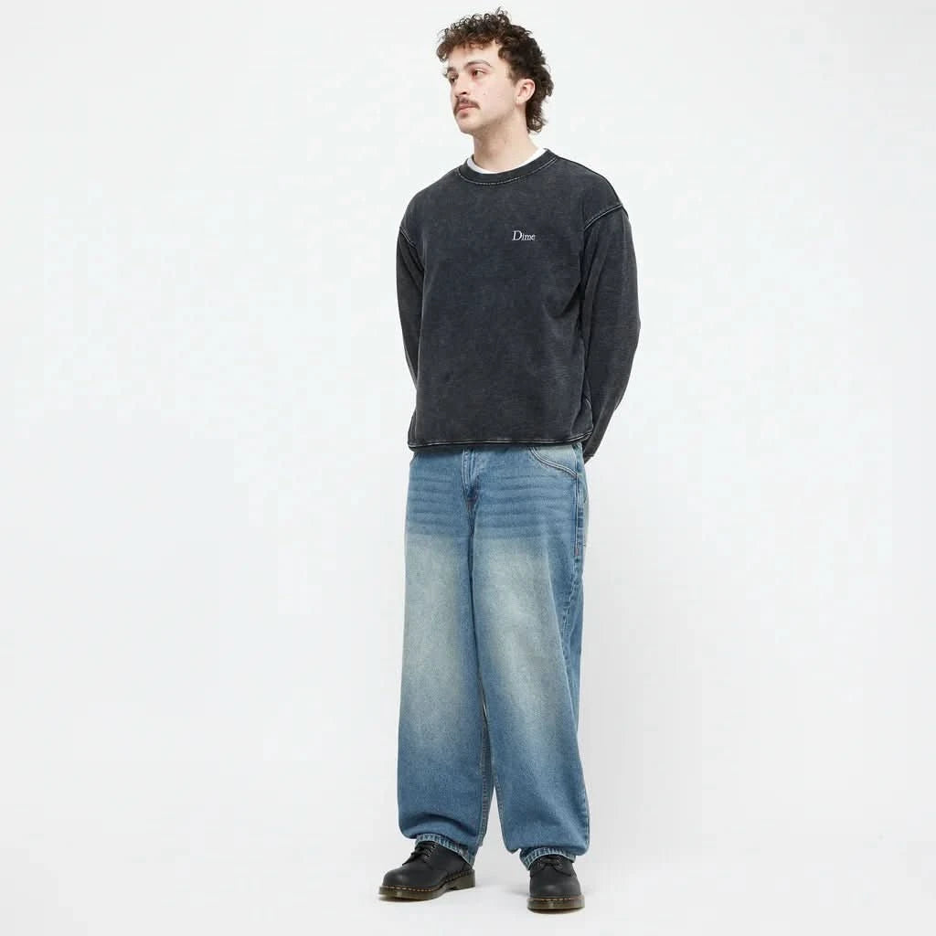 Dime MTL French Terry Crewneck – Faded Black Sweatshirt - Gallery Streetwear