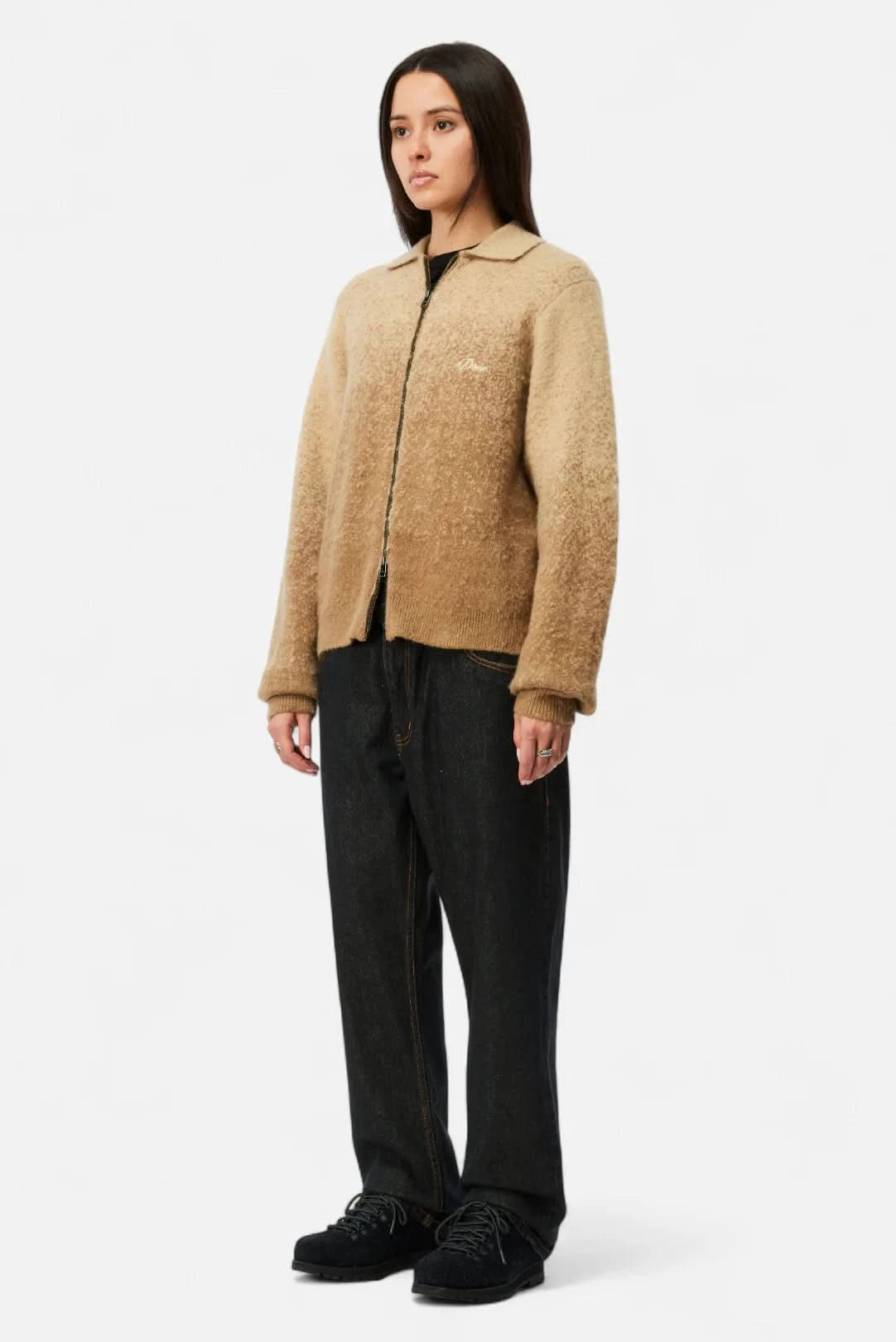 Dime MTL Mohair Double Zip Knit Camel - Gallery Streetwear