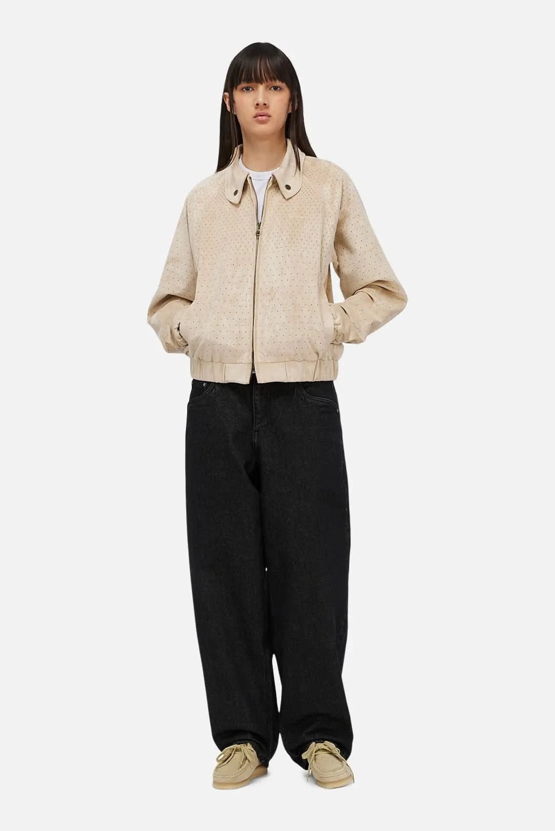 Dime MTL Perforated Faux Suede Jacket - Tan - Gallery Streetwear