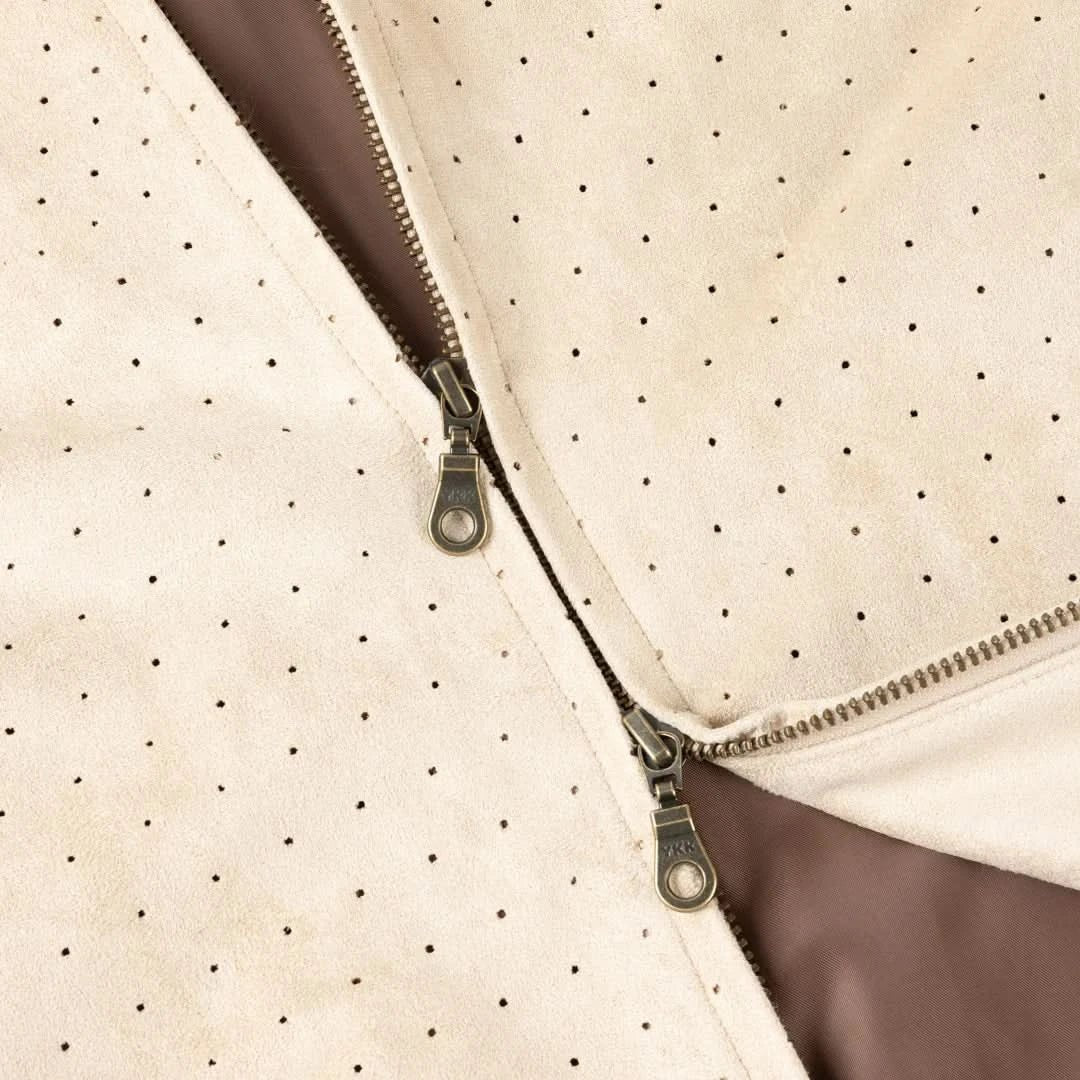 Dime MTL Perforated Faux Suede Jacket - Tan - Gallery Streetwear