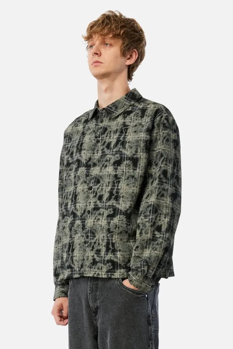 Dime MTL Plaid Flannel Shirt – Bleached Black - Gallery Streetwear