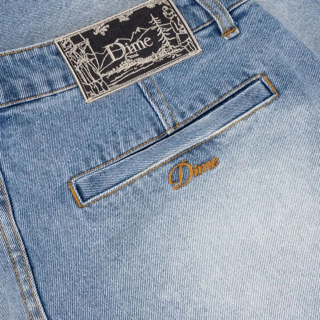 Dime MTL Pleated Denim Shorts – Blue Washed Relaxed Fit - Gallery Streetwear