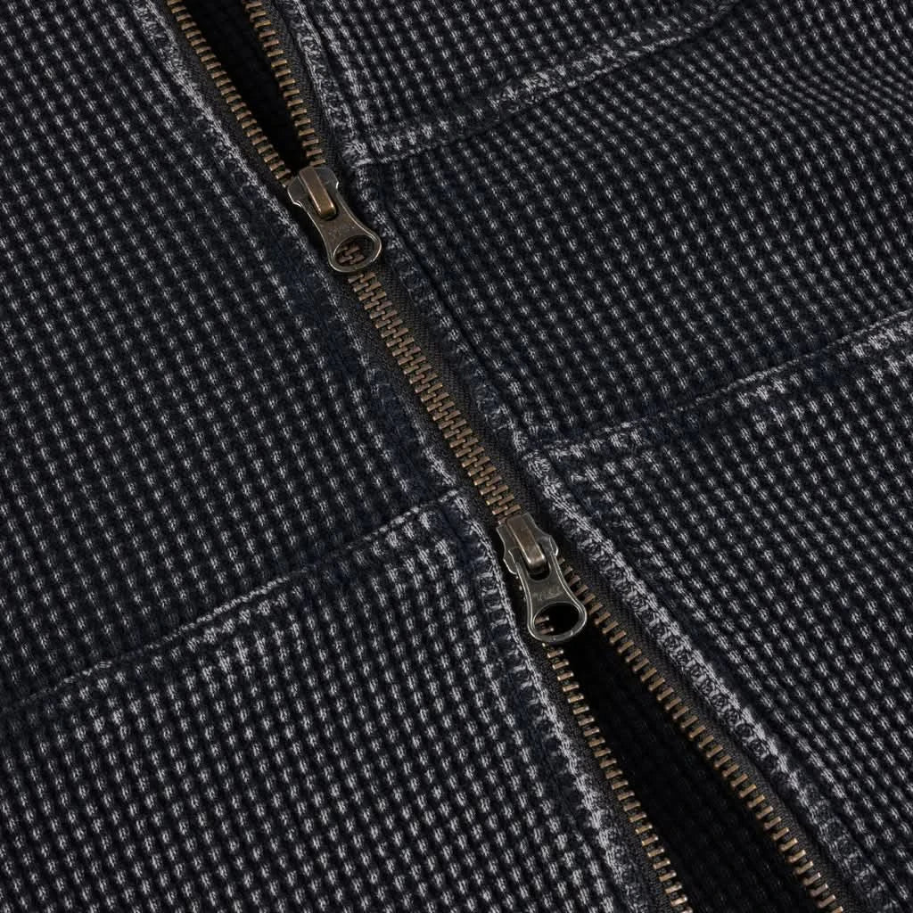 Dime MTL Premium Waffle Zip Hoodie – Stone Washed Black - Gallery Streetwear