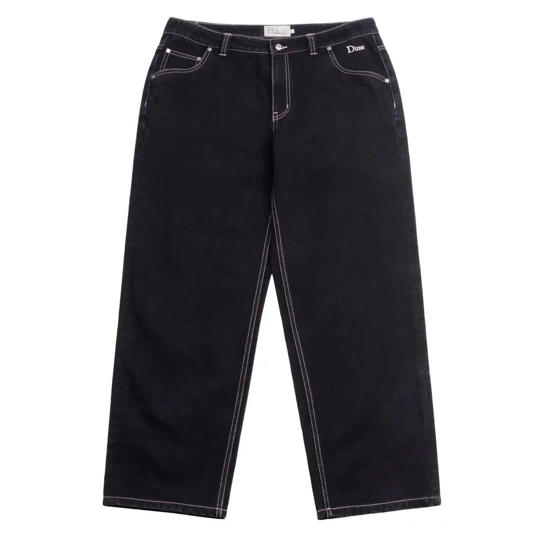 Dime MTL Relaxed Denim Pants – Black Contrast Stitch - Gallery Streetwear