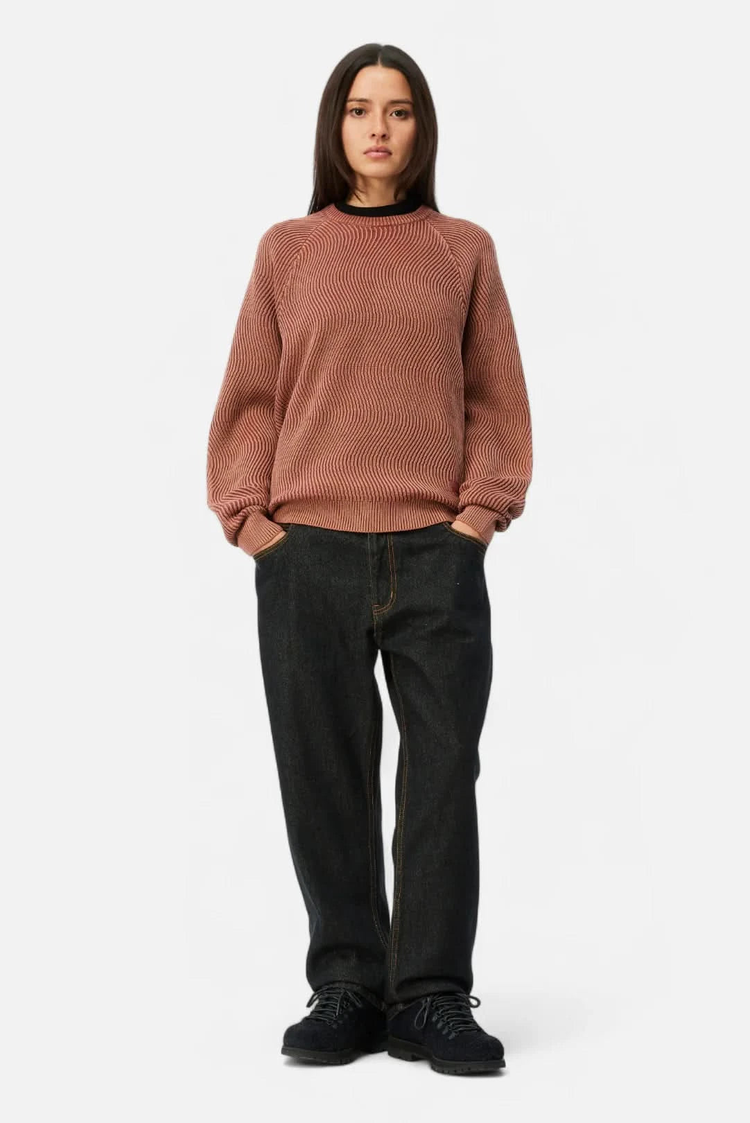 Dime MTL Wave Knit Sweater Salmon - Gallery Streetwear