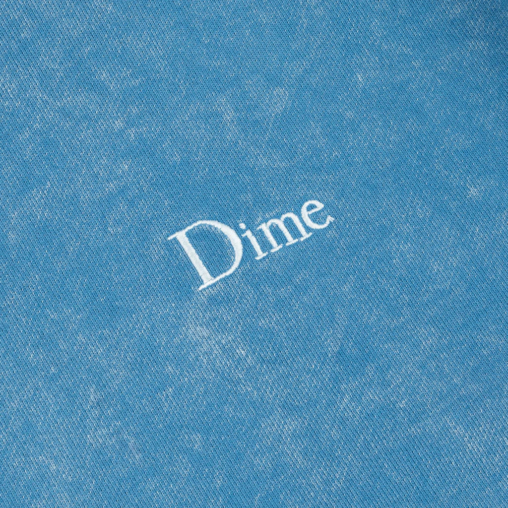 Dime MTL | French Terry Hoodie Faded Sky mineral wash with detail of Dime logo