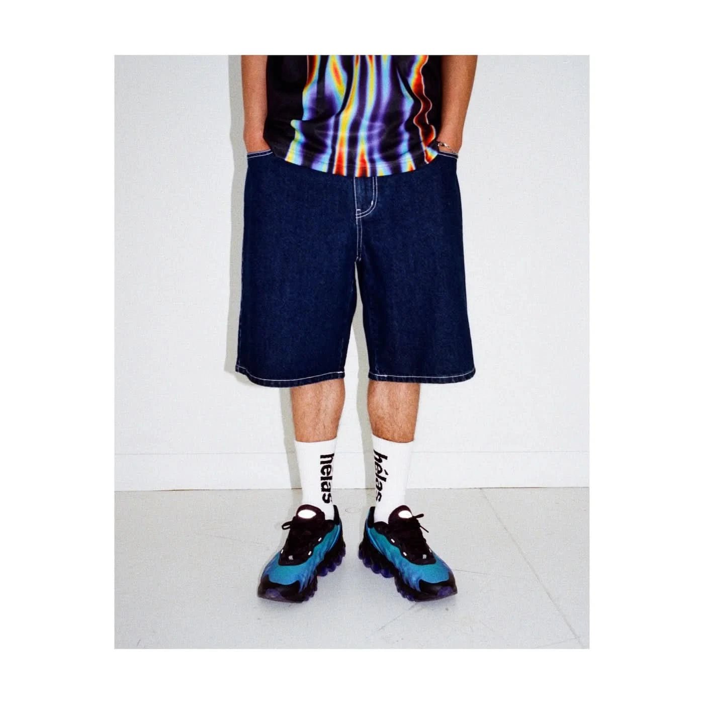 Helas Dieu Grec Jean Shorts - Washed Navy - Gallery Streetwear