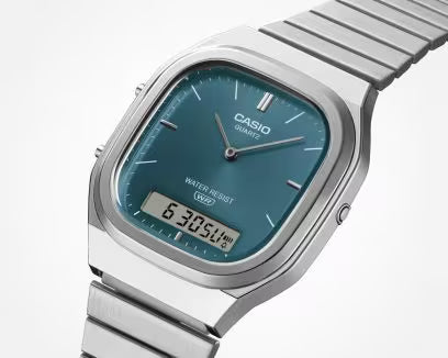 Casio AQ-240E-3A Watch - Silver/Green
