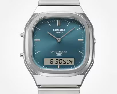 Casio AQ-240E-3A Watch - Silver/Green