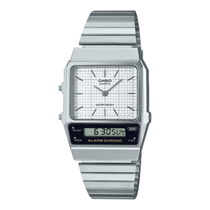Casio AQ-800E-7A silver analog-digital watch on stainless steel band