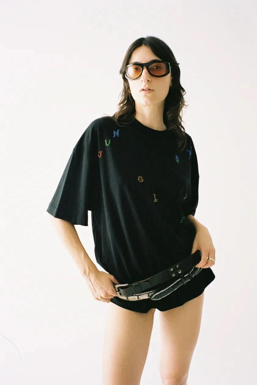 Jungles Jungles | Beaded Letters Tee – Black - Gallery Streetwear