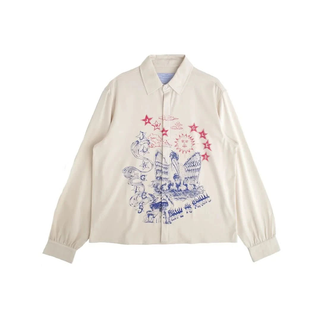 Jungles Jungles Scribbles Satin Shirt – Matte Satin Button - Up Shirt - Gallery Streetwear