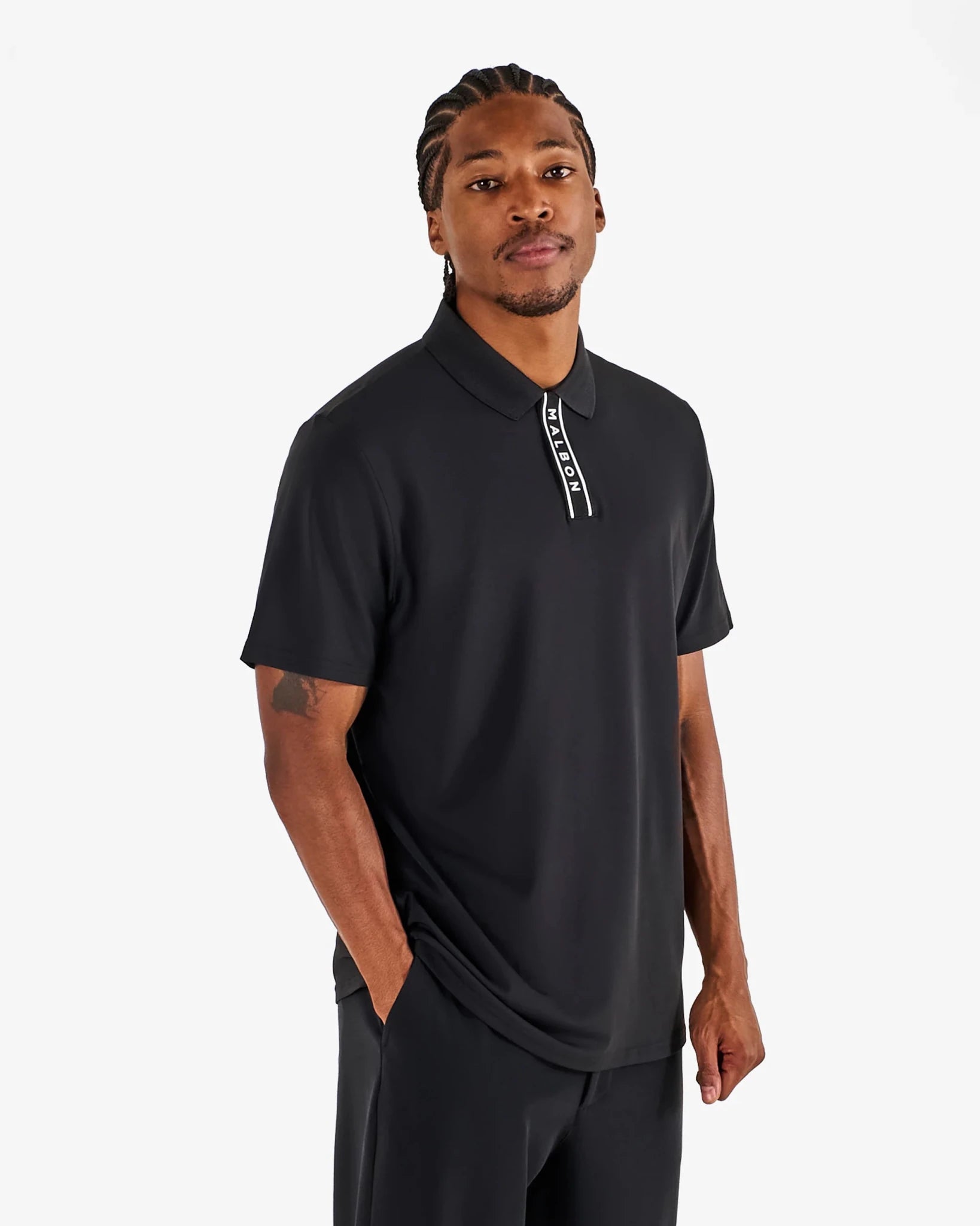 Malbon Golf Block Placket Polo - Black - Gallery Streetwear