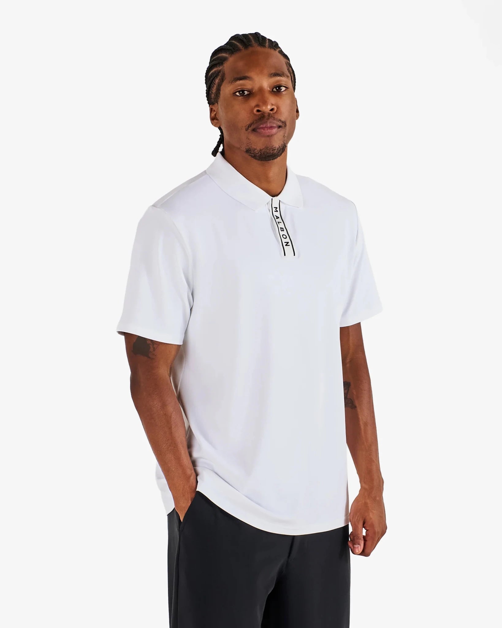 Malbon Golf Block Placket Polo - White - Gallery Streetwear
