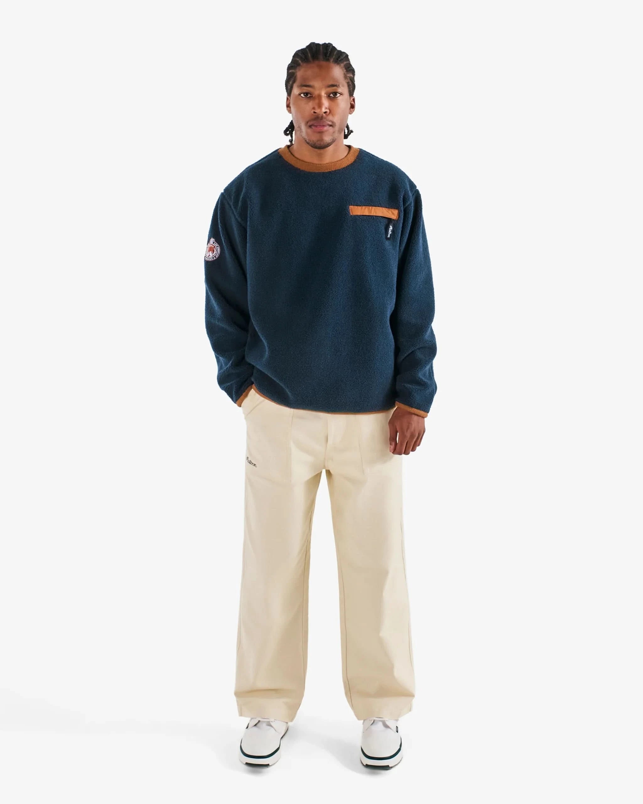 Malbon Golf Hudson Sherpa Crewneck - Navy - Gallery Streetwear