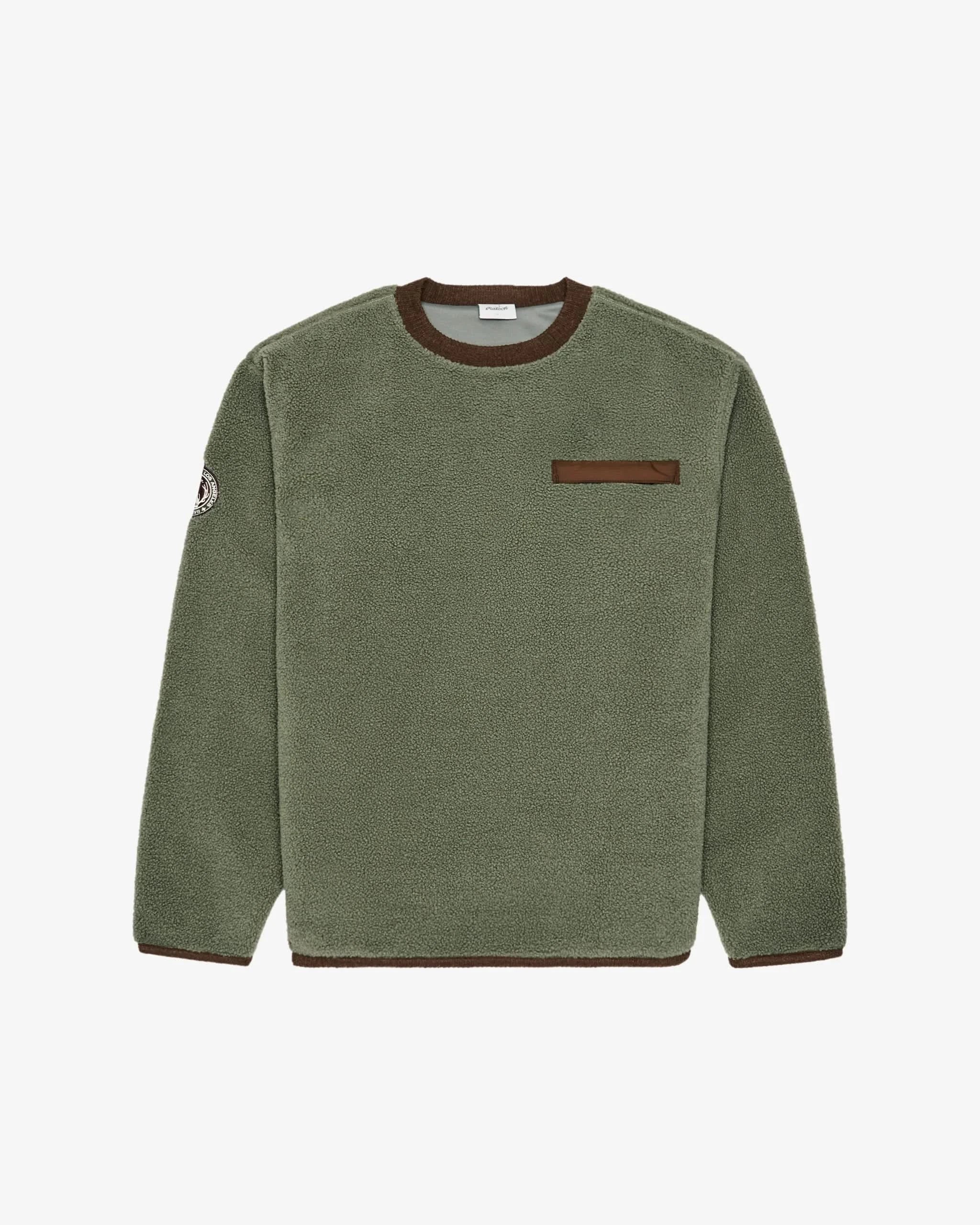 Malbon Golf Hudson Sherpa Crewneck Olive - Gallery Streetwear