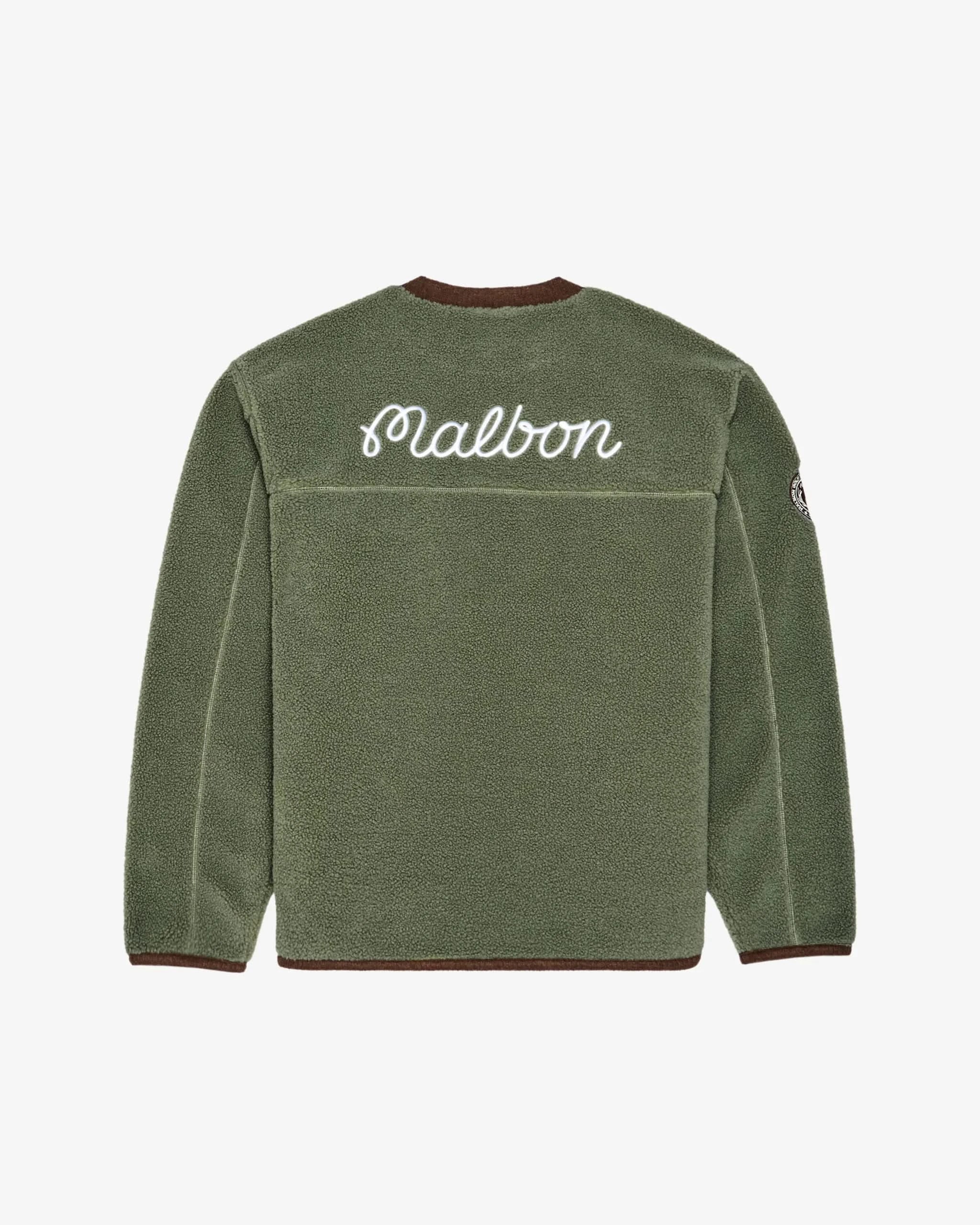 Malbon Golf Hudson Sherpa Crewneck Olive - Gallery Streetwear