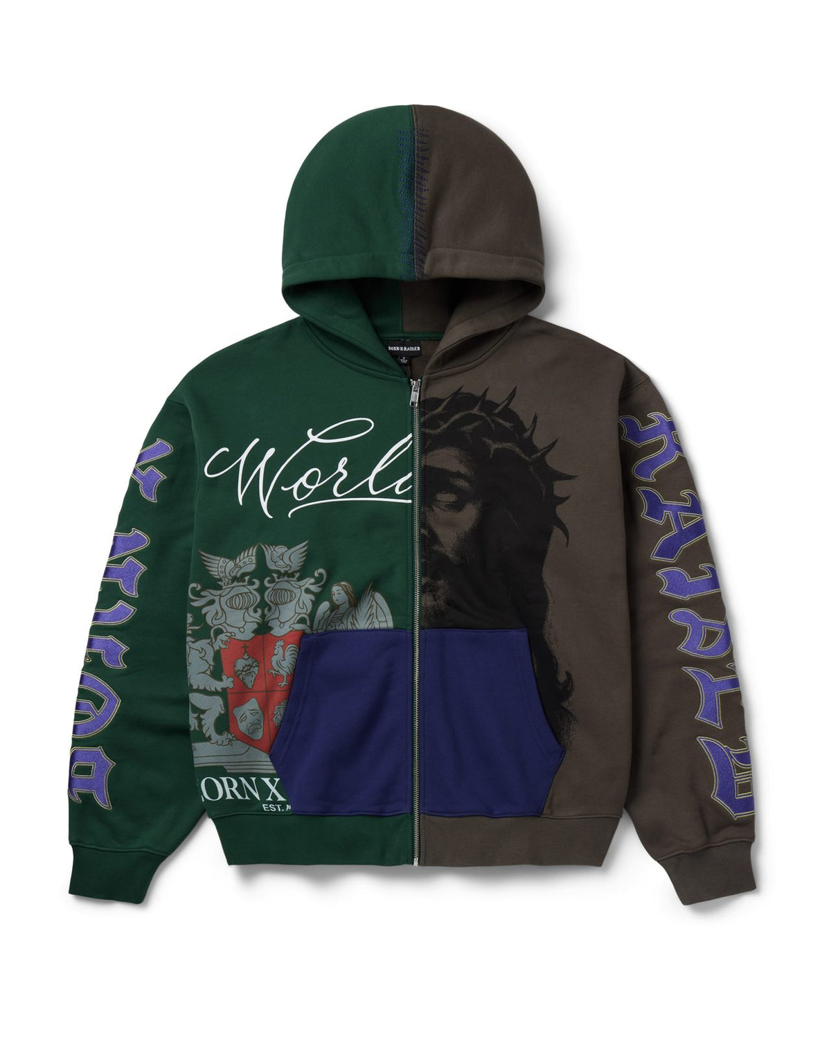 Born X Raised Mashup Zip-Up Hoodie – Multi