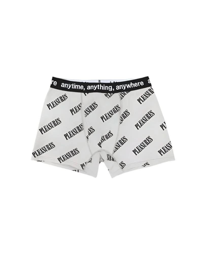 Pleasures Anytime Boxer Brief – Grey All - Over Logo Print Underwear - Gallery Streetwear