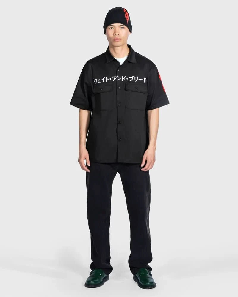 PLEASURES x Slipknot 5 Pocket Pant – Stone Washed Denim Jeans with Embroidery - Gallery Streetwear