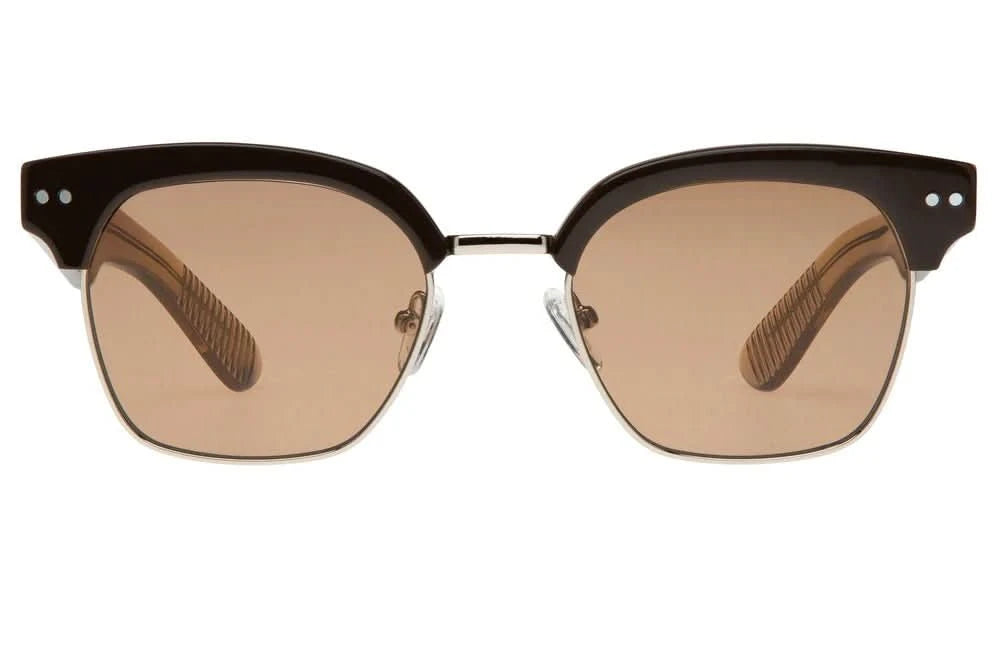 Spitfire Cut 104 – Brown Tan Metal & Acetate Sunglasses with Mocha Lenses - Gallery Streetwear