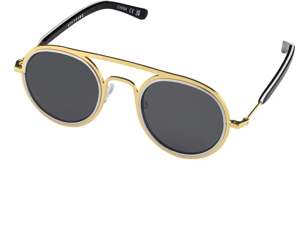 Spitfire Tipton Sunglasses – Gold & Silver Metal Frame with Black Lens - Gallery Streetwear