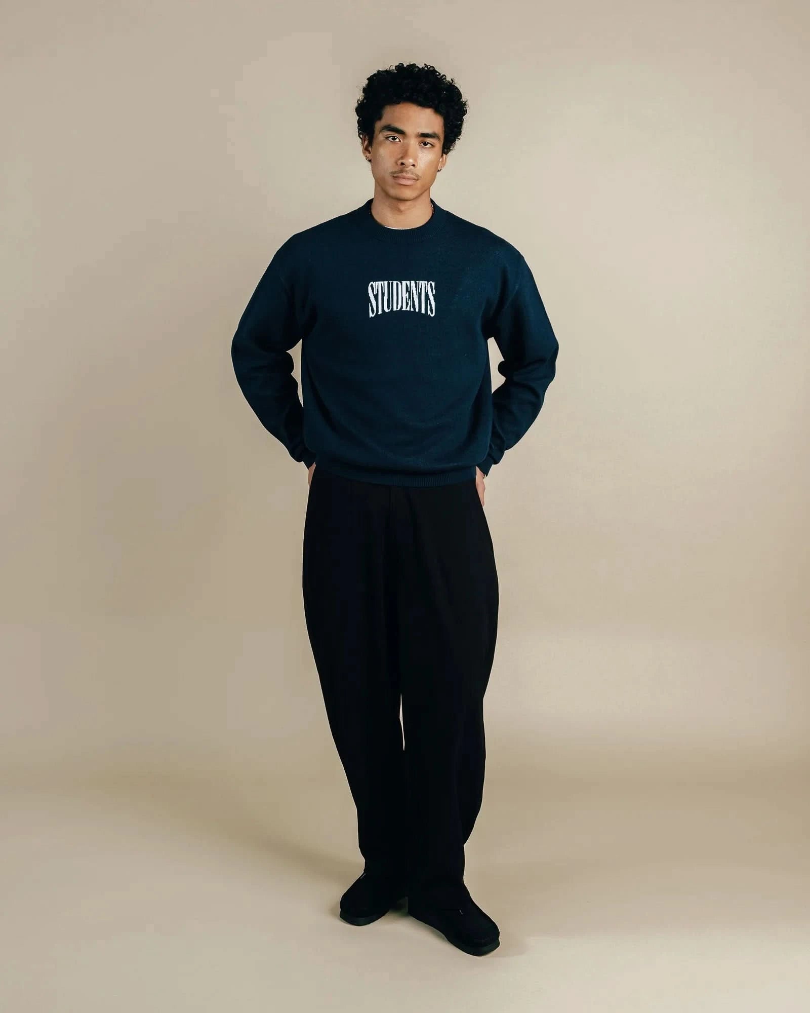 Students Golf Cade Knit Crew Sweater - Navy - Gallery Streetwear
