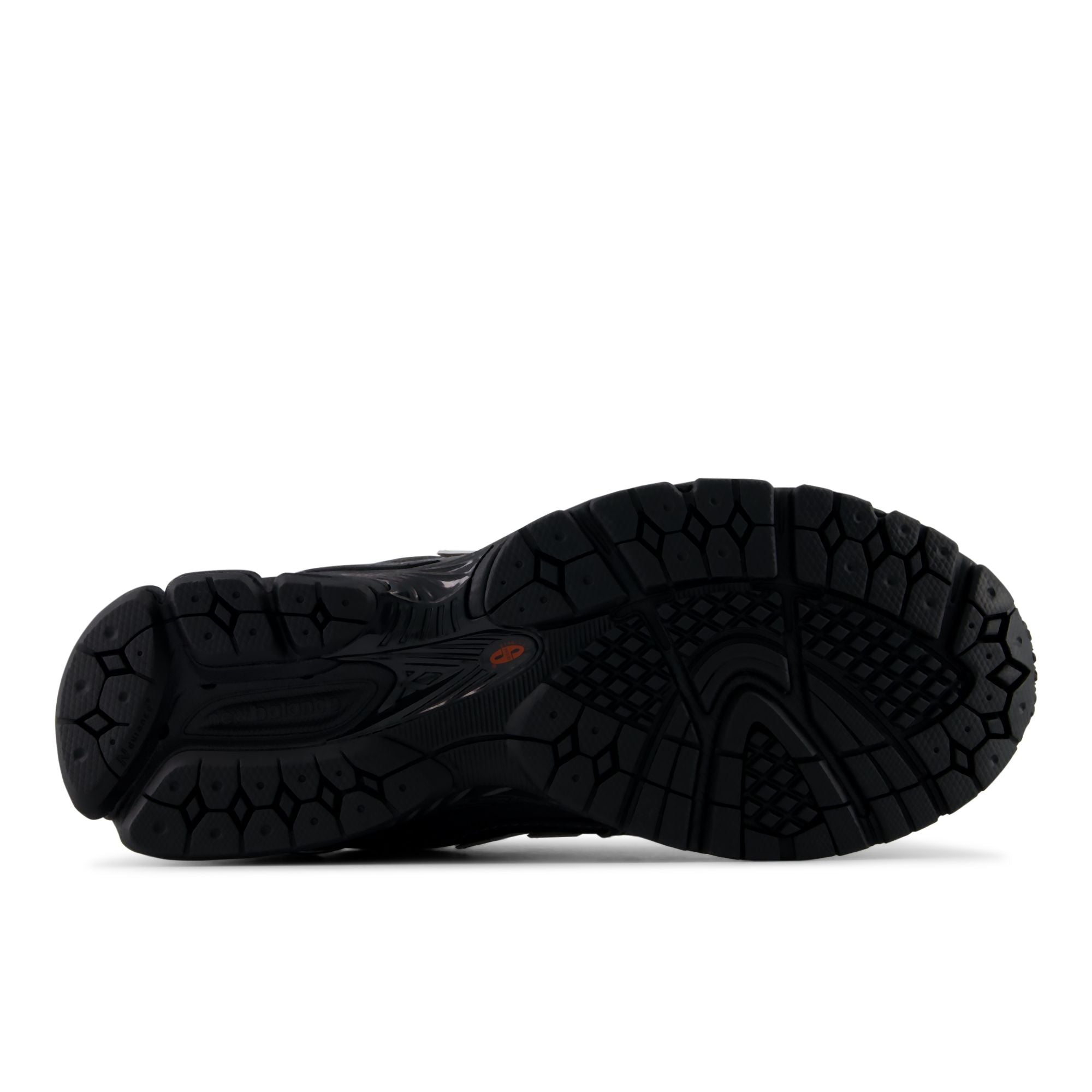 New Balance 1906R Black with Hot Tomato, outsole tread detail