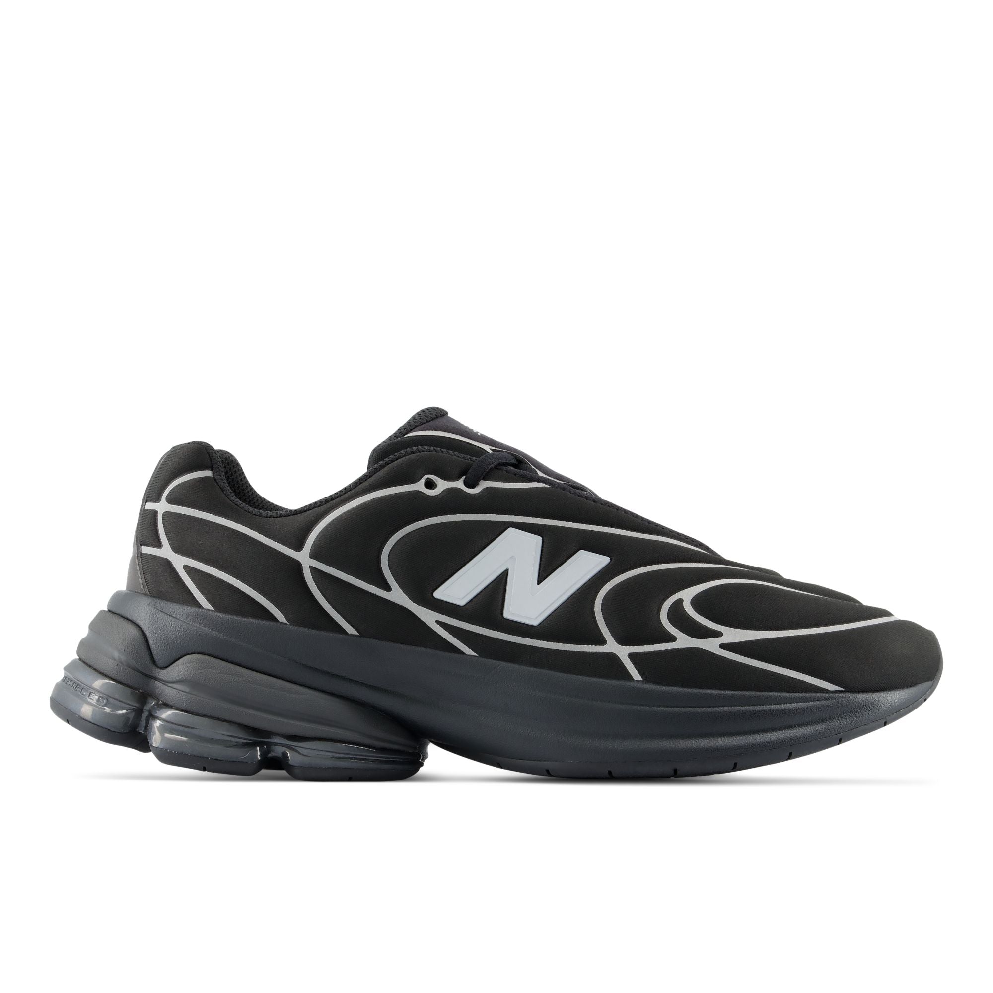 New Balance 5030 Black with Silver Metallic, lateral side profile