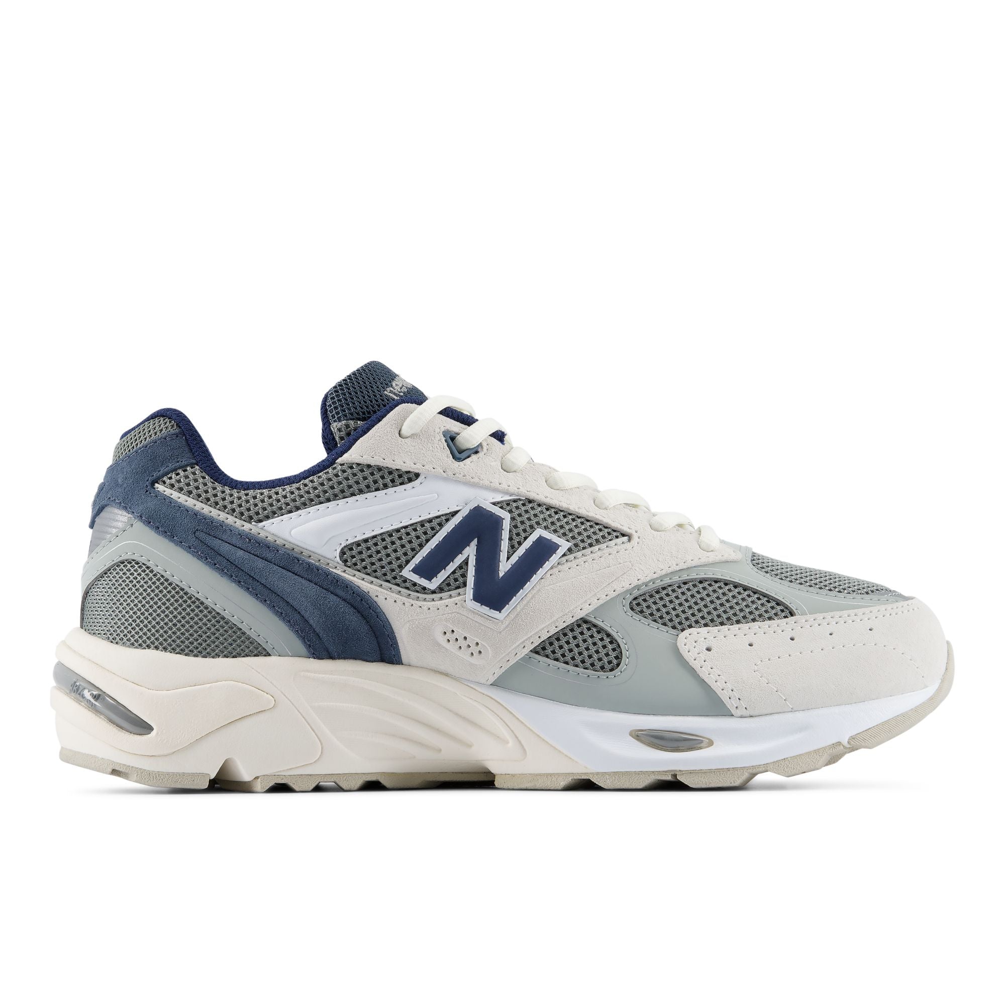 New Balance 880R Sea Salt with Bayberry and NB Navy, lateral side profile