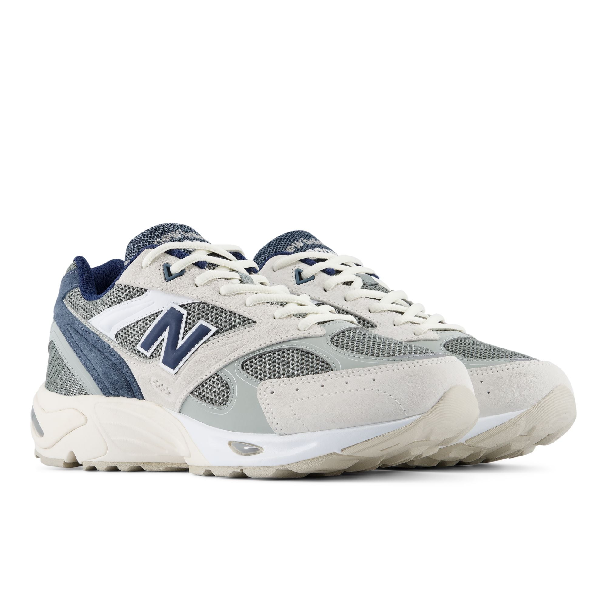 New Balance 880R Sea Salt with Bayberry and NB Navy, front three-quarter view