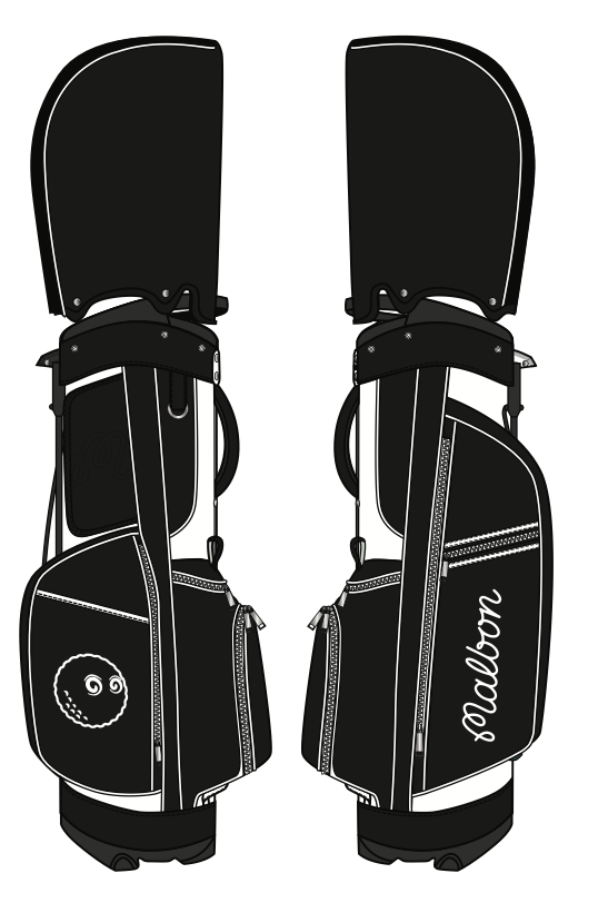 Malbon Golf Evergreen Stand Bag - Black / White