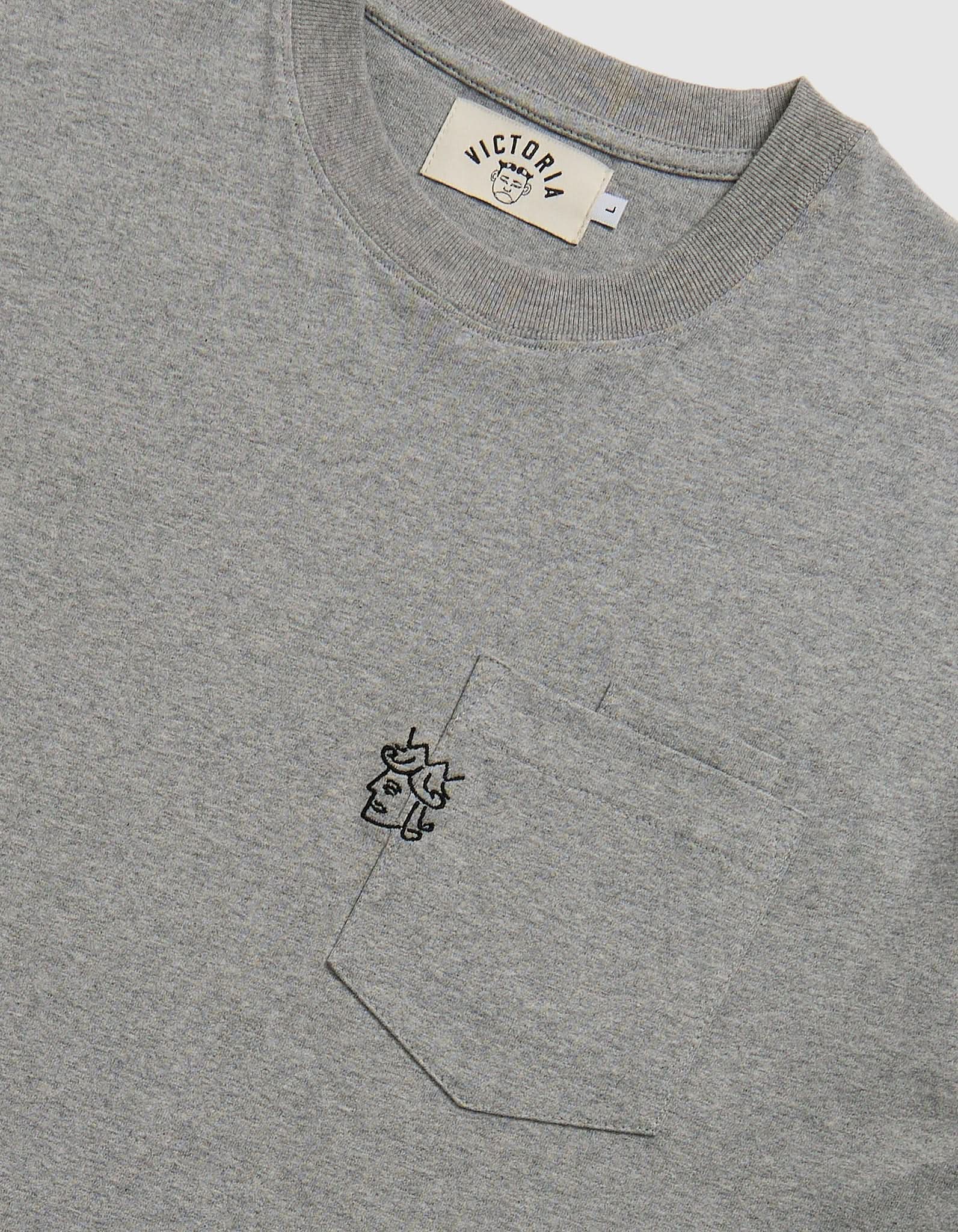 Victoria HK Double Pocket Tee – Heather Grey Skate T-Shirt - Gallery Streetwear